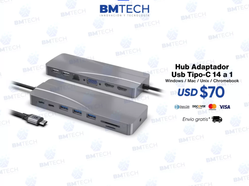 Hub Adaptador USB Tipo C 14 En 1 Ecuador