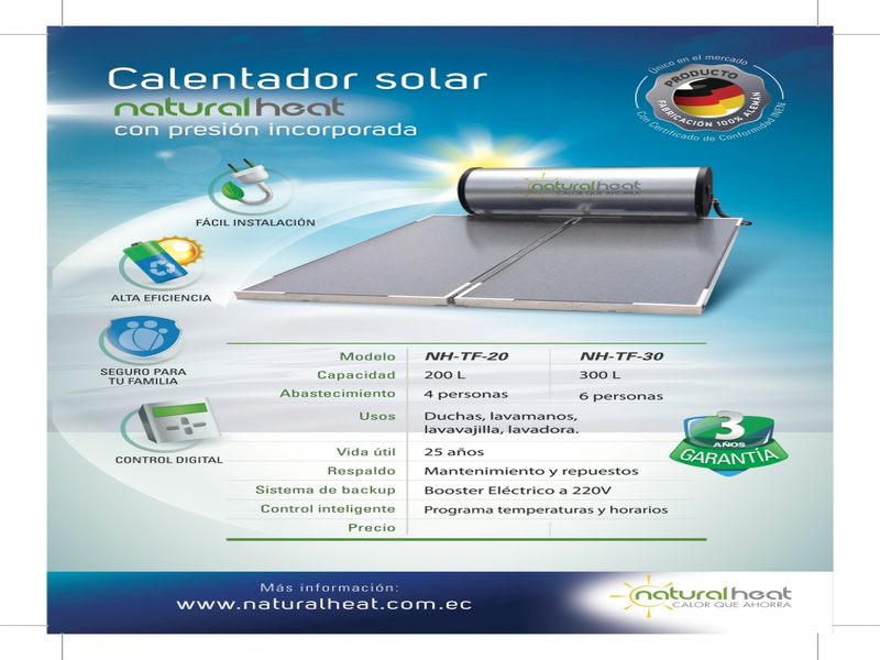 Calentador Solar de Presión Integrada